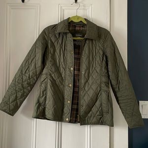 L.L.Bean Quilted Riding Jacket in Deep Olive - Perfect Fall Barn Coat